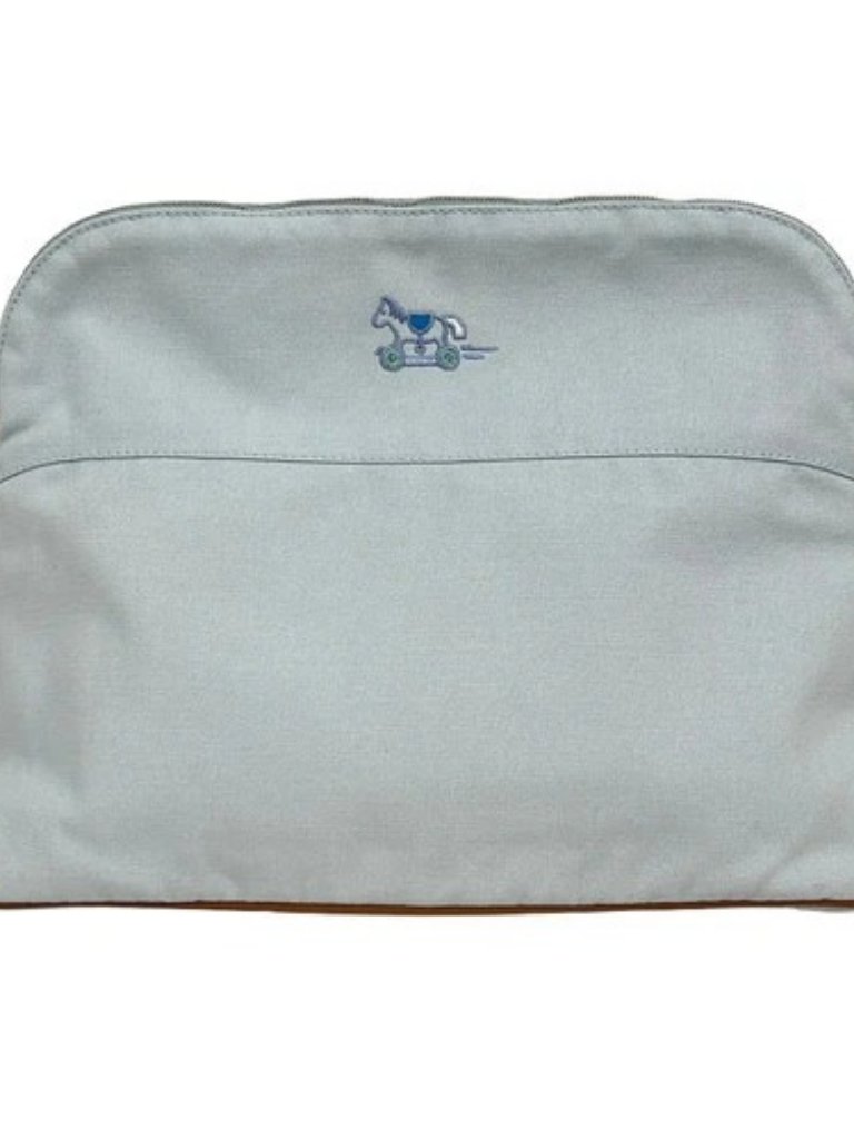 Hermes Bolide Pouch 36] Light Blue Purple White Canvas Pouch